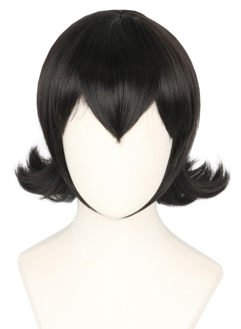 Womens Wigs Black Short Flip Bob Hair Wig Halloween Costume Cosplay Wig