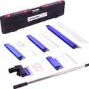 BHTOP Drywall Tools Skimming Blade with Extension Handle - 7", 10" 14 16 & 24" Blades Extruded Aluminum 301 Stainless Steel Construction Tools End Caps, Wall-Board with 0.5mm&0.35mm Thickness Blue