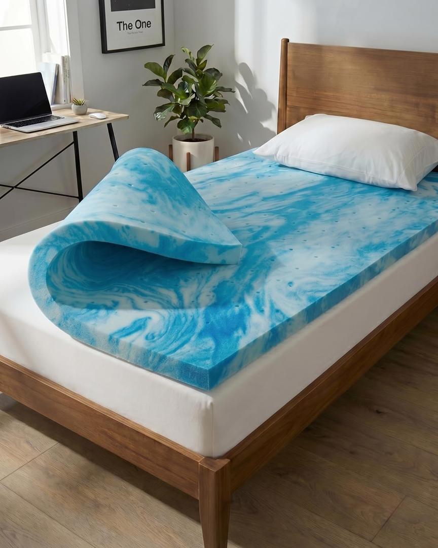 2 Inch Twin Memory Foam Mattress Topper - Cooling Gel Mattress Pad