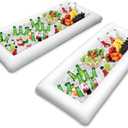 Jasonwell Inflatable Serving Bars Ice Buffet Salad Serving Trays Food Drink Holder Cooler Containers Indoor Outdoor BBQ Picnic Pool Party Supplies Luau Cooler w Drain Plug