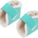 Jeere 2 Pcs Heel Protectors for Pressure Sores Sheepskin Heel Pads Soft Foot Cushions Pad Protectors Adjustable Foot Pillows with Securing Strap for Bed Sore Ankle Ulcers(Teal)