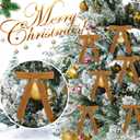 30 Pcs Christmas Velvet Wreath Bows, 5 x 7 Inch Vintage Velvet Ribbon Rustic Crafts Gift Bows for Indoor Outdoor Wreaths Garland Holiday Xmas Tree Wrapping Crafts (Khaki, Width of 1")