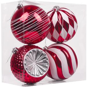 Valery Madelyn Christmas Ornaments Set, 4ct Red and White Shatterproof Christmas Tree Decorations Set, 5.9 Inch Traditional Decorative Hanging Tree Decorations Bulk for Xmas Holiday Party Decor Valery Madelyn Christmas Ornaments Set, 4ct Red and White Shatterproof Christmas Tree Decorations Set, 5.9 Inch Traditional Decorative Hanging Tree Decorations Bulk for Xmas Holiday Party Decor