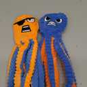 Zeaxuie Interactive Dog Toys, 2 Pack No Stuffing Dog Toys for Teething, Squeaky Chew Toy to Keep Them Busy for Small and Medium Breed, Crinkle Octopus (Orange & Blue)