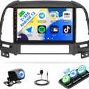 SIXWIN 2G+32G 9 inch Touchscreen Android 13 Car Radio for Hyundai Santafe 2006-2012 with Wireless Carplay Android Auto Mirror Link 26UI Bluetooth with GPS Navigation WiFi EQ FM Backup Camera MIC