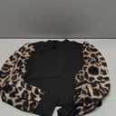 MakeMeChic Women's Leopard Print Long Sleeve Mock Neck Slim Fit Blouse Casual Shirt Tops (Black)