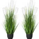 2 Pack 34" Artificial Greenery Floor Plants with Reed Flowers, Tall Fake Plant Potted, Faux Pampas Grass Silk Plants for House Decorations, Lobby, Bathroom, Wedding, Garden Indoor Outdoor