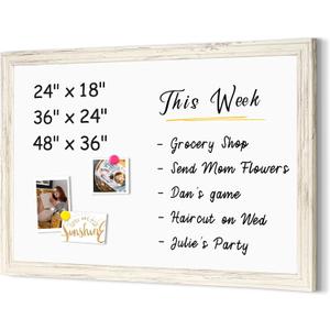 4 THOUGHT Dry Erase Board, 24" x 18" Magnetic Whiteboard, Vintage White