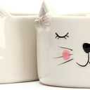 Kurrajong Farmhouse Set of 2 Ceramic cat Bowls - 4.5" Wide x 2" high - one Water Bowl and one Food Bowl for Cats - Cute and Unique