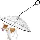 Dog Umbrella with Chain Leash, Puppy Umbrella for Rain Snow Day Walking with C-Shape Handle, Bendable Bar Angle Adjustable