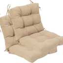 QILLOWAY Outdoor Seat/Back Chair Cushion Tufted Pillow, Spring/Summer Seasonal Replacement Cushions - Set of 2 (Beige/Sand/Camel)