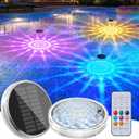 Floating-Solar-Pool-Lights 2 Pack, RGBWW 12 Lighting Modes, 3 Dimming & Timing IP68 Waterproof with Remote Control, Solar Floating Pool Lights for Above Ground Pools Inground Pools Accessories Bathtub