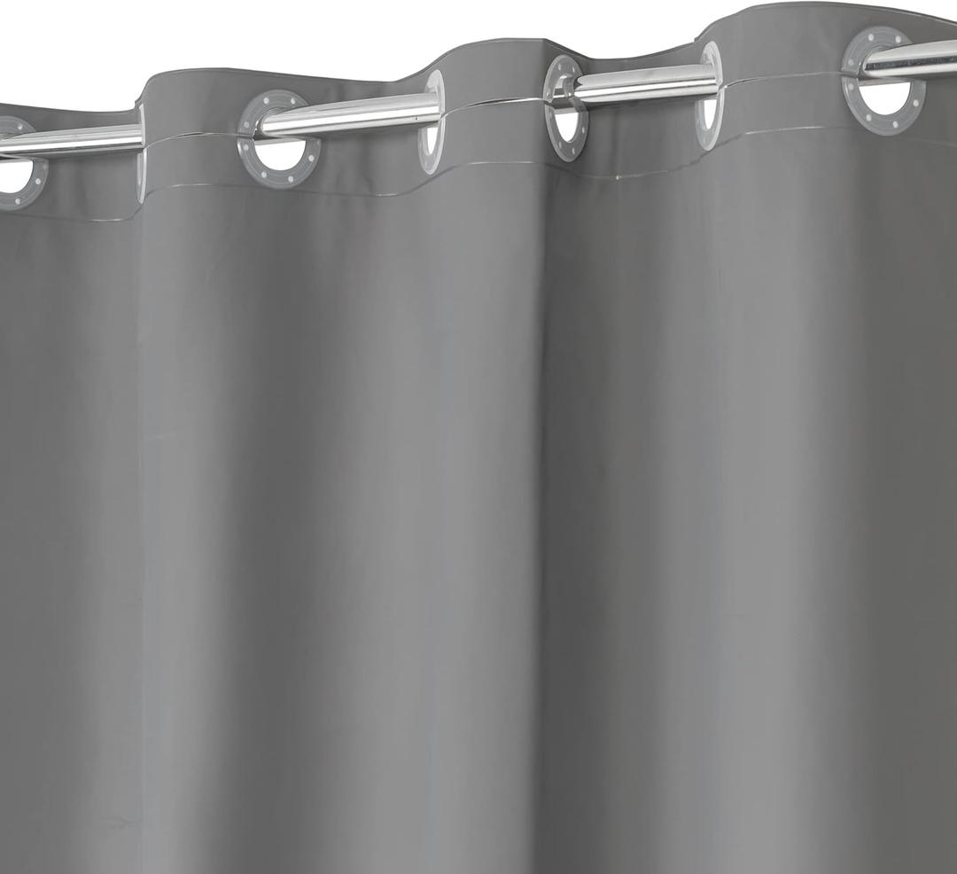 No Hook PEVA Shower Curtain or Liner - 8G Heavy Duty Grey Bathroom Shower Curtain No Hooks Required, Waterproof Plastic & PVC Free, Standard Size 71 x 74, Dark Gray