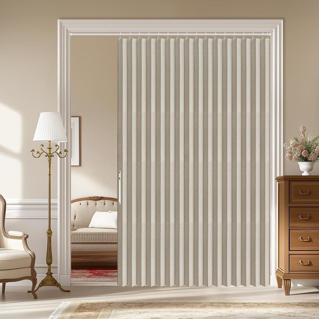 AJAZZ 100% Blackout Door Curtain Accordion Door Closet Curtain Invisible Applicable Bedroom Room Living Room Doorway (Cream White 72" W x 78" L) 1 Panel