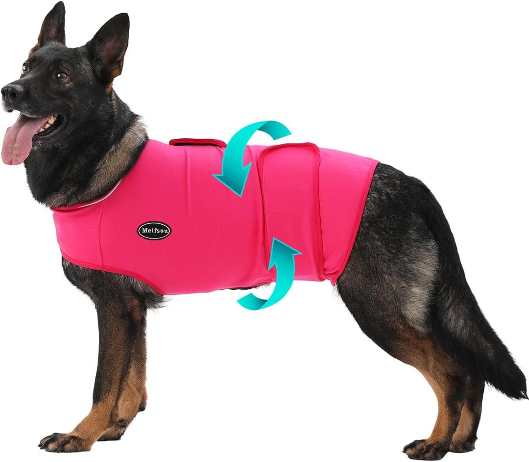 Meifsou Dog Anxiety Vest, Skin-Friendly Thunder Jacket for Dogs, Dog Calming Shirt for Thunder, Fireworks, Vet Visits and Separation - Keep Pet Calm Without Medicine, Fit for Small Medium Large Dogs (Hot Pink)