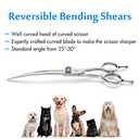 JASON 7" Curved Dog Grooming Scissors, Ergonomic Pets Cats Trimming Shears with Offset Handle and a Jewelled Screw for Right Handed Groomers, Sharp, Comfortable