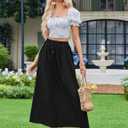 Zeagoo Women's 2026 Boho Floral Skirt Casual Elastic High Waist Maxi Skirts Flowy A Line Beach Long Skirt with Side Pockets, 2XL