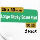 Sticky Easel Pad, 25 x 30 Inches, 1 Pack 30 Sheets/Pad, Large White Sticky Easel Paper for Office and Classrooms, Flip Chart Paper for Teachers