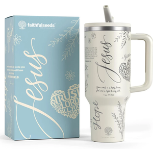 Stainless Steel 40 Oz Christian Tumbler with Handle - Ideal for Travel and Home