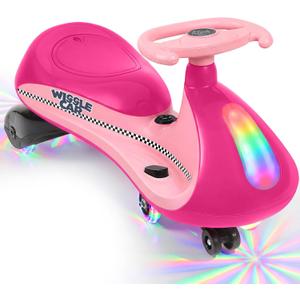 12V Electric Wiggle Car,Wiggle Car for Kids with Bottom Flashing Light,2 Speeds,Kids Ride On Toys with Sticker,9 Color Modes,Flashing Wheels, Bluetooth,Pedal,for Age 3+,150 Lbs,Pink, 30.91 inches x 12.99 inches x 16.54 inches