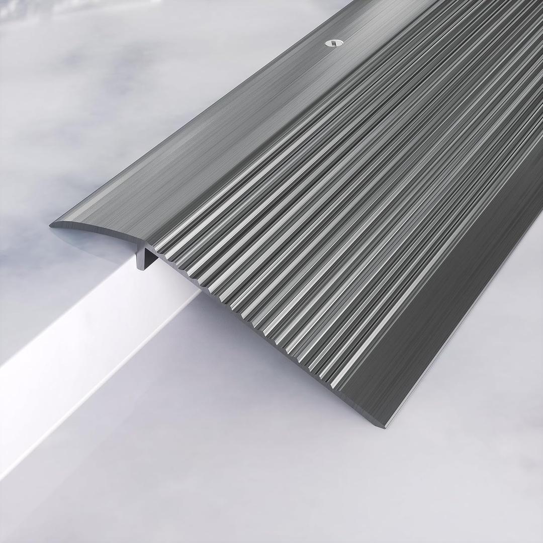 Metal Floor Transition Strip, Aluminum Threshold for Doorways, for Gap from 0.4to 1.6, for Doorways Tile Wood Vinyl Laminates, Size 36in x 4in x 1.32 in (Grey, 1pack) (Gray)