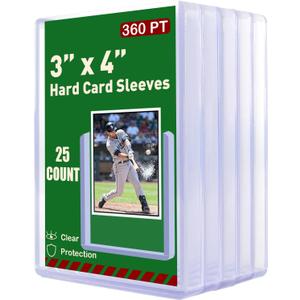 360pt 3"x4" Hard Card Sleeves - 25Pcs Hard Plastic Top Loaders Card Sleeves for Trading Cards, Top Loader Card Holder Fit for Thick Baseball, Basketball, Hockey, Football, Games and Memorbilia Cards