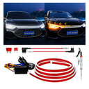 Sequential Turn Signal Light Strip Dynamic Scan Start Up Led Hood Lights Flexible DRL Daytime Running Light For Car,Truck,Suv,Dual Color White Amber Flowing Switchback 12V 94inch/240CM (1Set) white