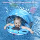 Mambobaby Floats with Canopy &Tail, Non-Inflatable Baby Float for Pool Add Tail Avoid Flip Swim Trainer Baby Floats for Toddler Boys Girls(Narwhal-Pink)