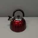 Mr. Coffee Twining 2.1 Quart Pumpkin Shaped Stainless Steel Whistling Tea Kettle, Metallic Red