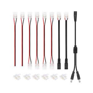 LED Strip Connector Kit Include2 Pin Right Angle Corner, T Shape and Gapless Connector, Strip Jumper Wires for Flexible, Tape Lights
