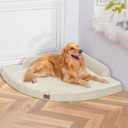 Large Dog Bed - XL Orthopedic Egg-Crate Memory Foam Dog Beds with Removable Washable Cover, Waterproof Pet Beds with Non-Slip Bottom, Beige