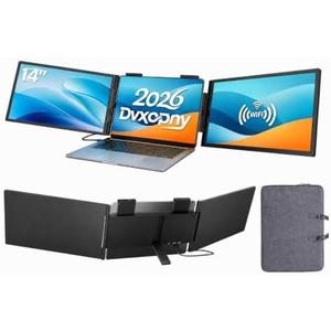Dvxopny One Cable No Driver Laptop Screen Extender,14" FHD 1080P IPS Portable Monitor,1-Min Setup USB-C Plug and Play, Ultra-Slim Triple Screen for 12-15.6" Laptops Windows/MacOS/Android