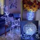 YEGUO 4 Pack White Solar Fairy Lights, Each 33ft 100 LED Christmas Lights Outdoor Waterproof, 8 Modes Sliver Wire Solar String Lights