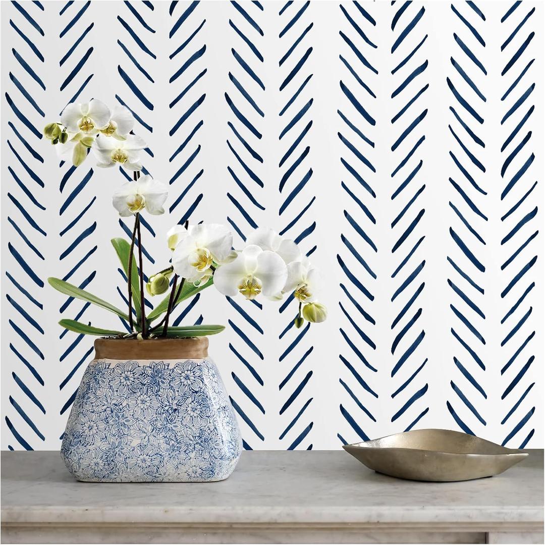 3 x Floralplus Peel and Stick Wallpaper Boho Removable Casual Stripes Modern Wallpaper Renter Friendly Contact Paper for Home Decor Countertops Cabinet 17.7 in x 118 in