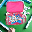Empty Mahjong Tile Bag, 9.45x6.3x4.72in Pink Waterproof PVC Mahjong Mah Jong Tile Holder Rack Storage Pouch Travel Bags with Zipper Transparent for Game Lovers Accessories (Rose Red)