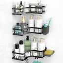 Corner Shower Caddy, Shower Organizer with Soap Dish, 14 Hooks, Adhesive Shower Shelf for Inside, 3 Pack Rack, No Drilling Bathroom Shampoo Holder