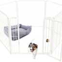 FXW Homeplus Unleashed Indoor Dog Playpen - Stress-Free and Safe Play, Heavy Duty 24 Inch 6 Wire Panels Dog Pen for Puppy and Small Dogs, WhitePatented