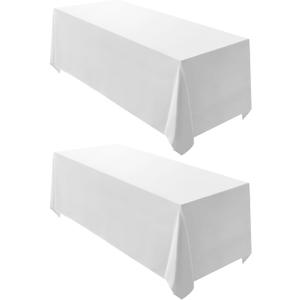 Surmente 2 Pack White Rectangle Tablecloth 90 x 132-inch Rectangular Polyester Table Cloth for Weddings, Banquets, or Restaurants