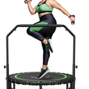 BCAN 450 LBS Foldable Mini Trampoline, 40" Fitness Trampoline with Bungees, U Shape Adjustable Foam Handle, Stable & Quiet Exercise Rebounder for Adults Indoor/Outdoor Workout