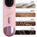 Go Brush Pro for Short Hair Hair Straightener Brush Cordless & Portable with 300M Negative Ions, 4 Temps Fast Heating, Game Day Ready Styling Tool for Watch Parties, Travel & Daily Use Pink
