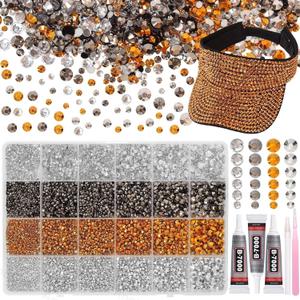 26000PCS Gold Silver Black Flatback Rhinestones for Crafting, Resin Rhinestones for Bedazzling Kit, 2/3/4/5/6mm Flatback Gems Jewels for DIY Mugs Tumblers Clothing Shoes Nail Art (SS7)