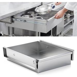 Zonon 20"x15"x5" Stainless Steel Table Drawer Heavy Duty Metal Prep TableUndermount Storage Drawer for Prep Work Tables, Slide-out Commercial Residential Kitchen Storage Accessory