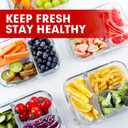 VERONES 5 Pack Glass Meal Prep Containers 3 Compartment Set, 36OZ Airtight Glass Lunch Containers, Glass Food Storage Containers with Lids, for Microwave, Oven, Freezer & Dishwasher Friendly,Red