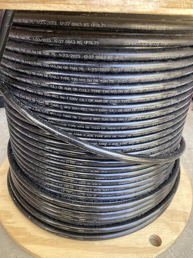 2 AWG 19-Stranded THHN Black Copper Building Wire (100ft cut)