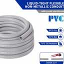 (3/4" Dia * 50 Feet) Yariwiz Flexible Electrical Conduit Liquid Tight PVC Conduit Kit with 5 PCS Coupling, 3 PCS Elbow and 10 PCS Strap, Sealtight Seal Flex Liquidtight Wire Outdoor Non Metallic Grey