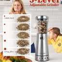Electric Salt and Pepper Grinder Set with Storage Base, Stainless Steel Rechargeable Salt and Pepper Grinder Set with 4.5 oz Large Capacity, 1.8" Wide Mouth, Adjustable Coarseness, Ideal for Kitchen