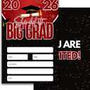 Simple Black and Red Graduation Invitations, Graduation Invitations for Teens Boys Girls, Class of 2026 Graduation Party Invitations, Big Grad Celebration Invite
