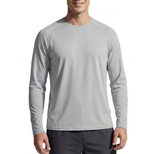 qualidyne Men's Sun Shirt Long Sleeve, 4-Way Stretch Quick Dry Lightweight Rash Guard for Fishing Running Hiking Grey