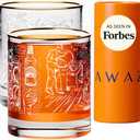 AWAZ Whiskey Glasses  Set of 2, Engraved with Whiskey-Making Process, 24k Gold Rim  11oz Scotch, Bourbon Lovers Glass  Best Gift - Men, Dad, Husband, Coworker  Holiday, Birthday, Retirement