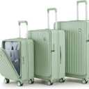 TRAVELEO 4 Piece Expandable Hardshell Pink Luggage Sets with Spinner Wheels, Lightweight Travel Suitcase Set with TSA Locks, 20 inch Carry On for Women (Sage Green, 3 Piece Set)